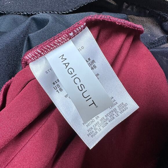 Magicsuit NWT Rita Tankini Top Merlot Size 16 Tiered Ruffle V-Neck Adjustable - Picture 4 of 10